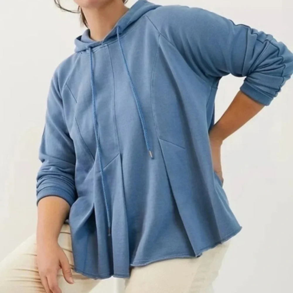 Anthropologie Pilcro Blue Flynn Pleated Hoodie women’s size XS